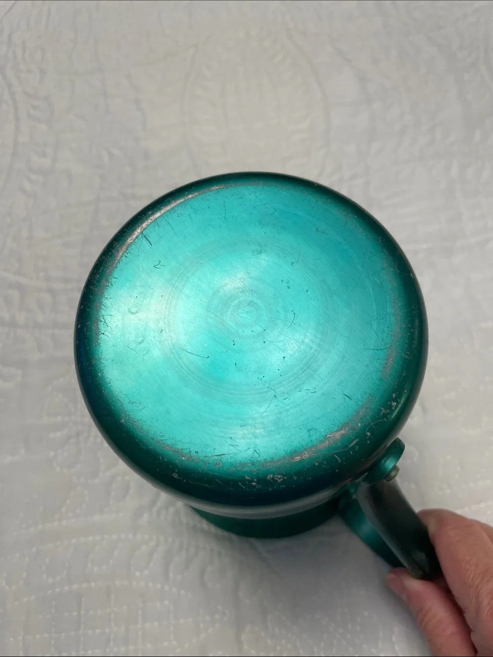 MCM Vintage Collectible Green Aluminum Pitcher